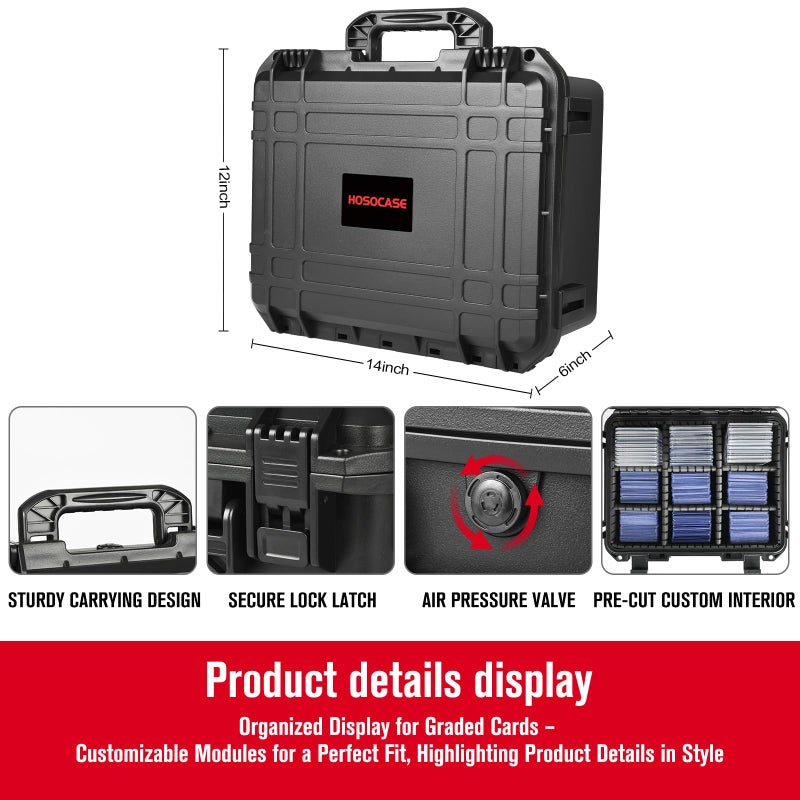 HOSOCASE Sports Card Case Storage Box: Trading Cards Storage Box for PSA Graded Cards Holder and Top Loaders, Baseball Sport Card Storage Boxes, Waterproof Hard Case with 6 Dividers for Top Loaders Card (500+) - Image 4
