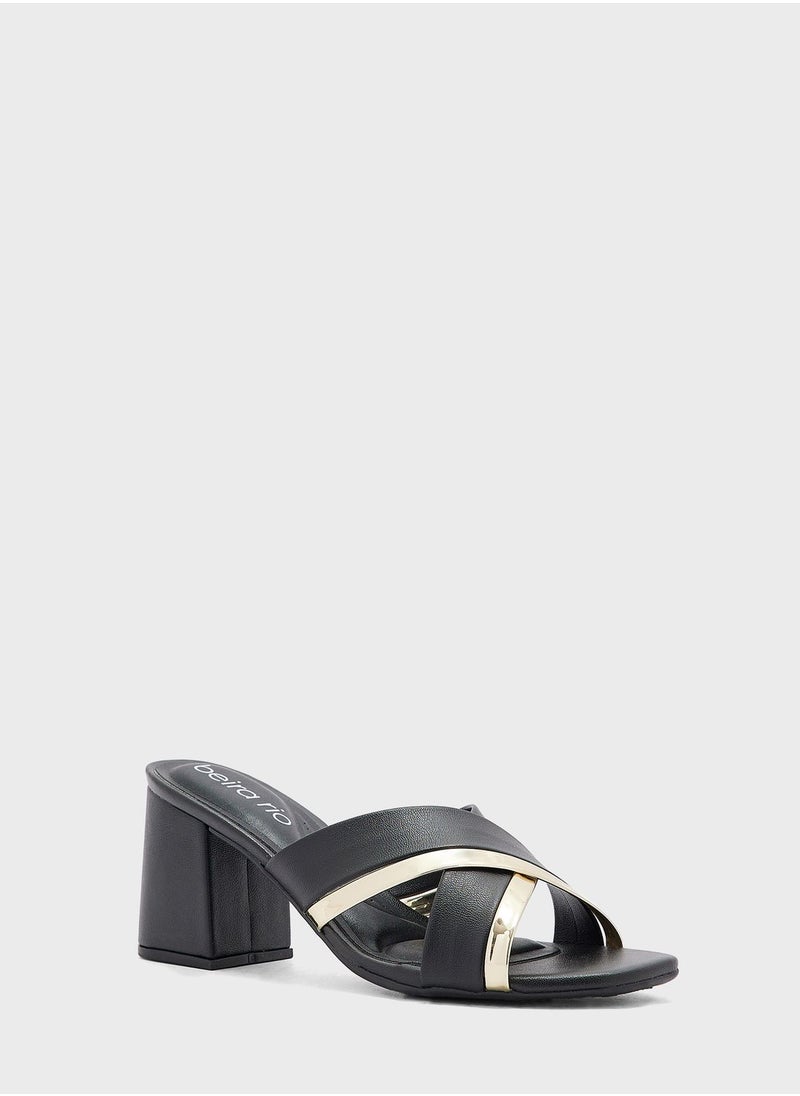 Beira Rio - Cross Strap Mid Heel Sandals - Image 1