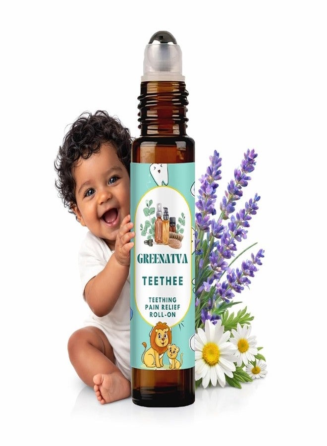 Greenatva Teethee By Greenatva - Baby Teething Relief Roll On | Roman Chamomile, Lavender Essential Oil Blend | Safe Alternative to Plastic & Silicone Baby Teether | 10ml per bottle | Lasts More Than 3 Months On Daily Usage | Organic, Vegan - Image 1