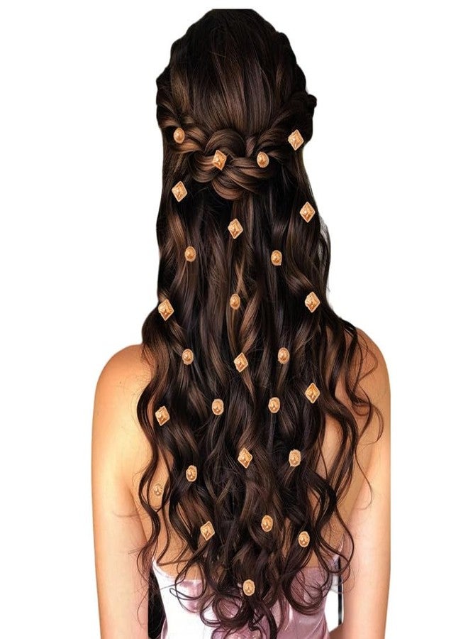 Hair Flare Ceramic Gold Hair Sticker Combo: 18 Round & 12 Square Stickers - Easy DIY Hair Accessories Pack of 30_2863_Golden - Image 4