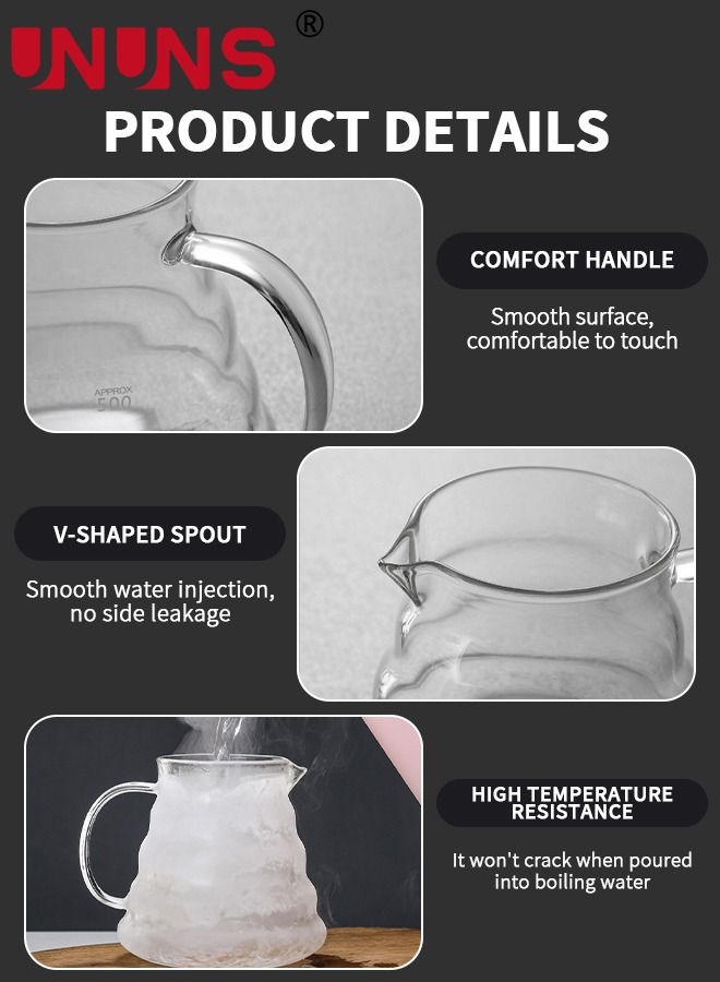 UNUNS V60 Pour Over Coffee Maker, Server with Glass Drip Set Filter, Stylish and Elegant Dripper Maker Kit for Home or Office, 600ML - Image 3