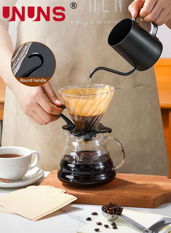 UNUNS V60 Pour Over Coffee Maker, Server with Glass Drip Set Filter, Stylish and Elegant Dripper Maker Kit for Home or Office, 600ML - Image 4