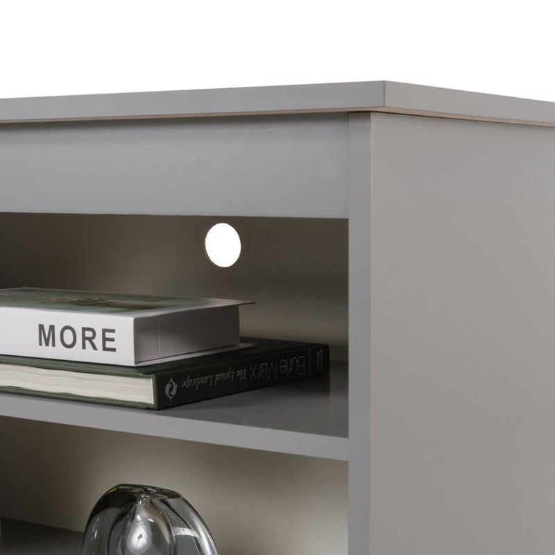 Madesa TV Stand Cabinet with 4 Shelves and Cable management, TV Table Unit for TVs up to 55 Inches, Wooden, 58 H x 38 D x 136 L cm – Grey - Image 2