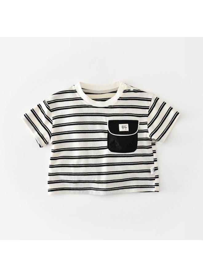 Boy's Summer Fashion Casual Short Sleeve Baby Summer Stylish Stripes Trendy Kids Versatile Top 62321
