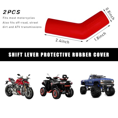 Suvnie 2 PCS Motorcycle Gear Shift Lever Shoe Protector, Motorbike Rubber Anti Slip Shifter Cover, Universal Shift Lever Pedal Cover, Motorcycle Accessories for Dirt Bikes ATVs (Red) - Image 2
