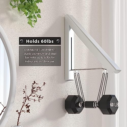KBZONE Retractable Clothes Drying Rack, Wall Mounted Foldable Laundry Hanger for Small Spaces, Small Collapsible Folding Garment Racks, Coat Hanger Dorm Accessories (Pack of 1) - Image 3