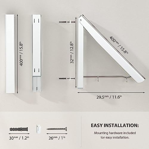 KBZONE Retractable Clothes Drying Rack, Wall Mounted Foldable Laundry Hanger for Small Spaces, Small Collapsible Folding Garment Racks, Coat Hanger Dorm Accessories (Pack of 1) - Image 4