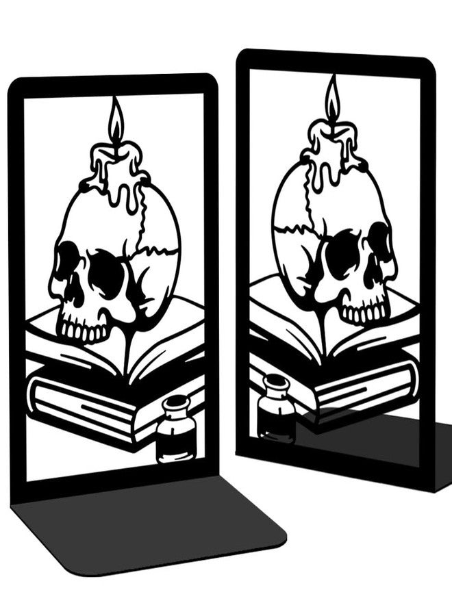 BEUNITONE Book Ends Gothic Bookshelf Decor, Vintage Style Skull Decorative Books Bookends for Heavy Books, Novelty Skeleton Human Head Bookends Decorative, Book Supports for Library Decor - Image 1