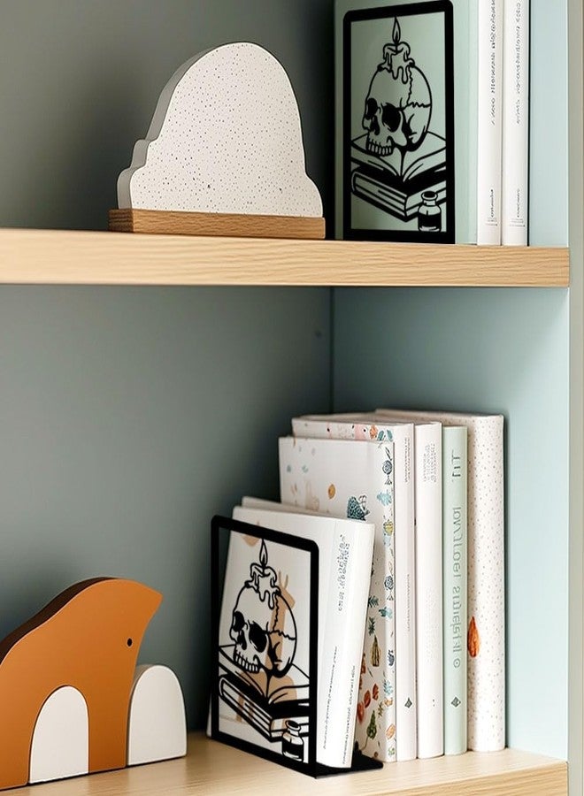 BEUNITONE Book Ends Gothic Bookshelf Decor, Vintage Style Skull Decorative Books Bookends for Heavy Books, Novelty Skeleton Human Head Bookends Decorative, Book Supports for Library Decor - Image 5