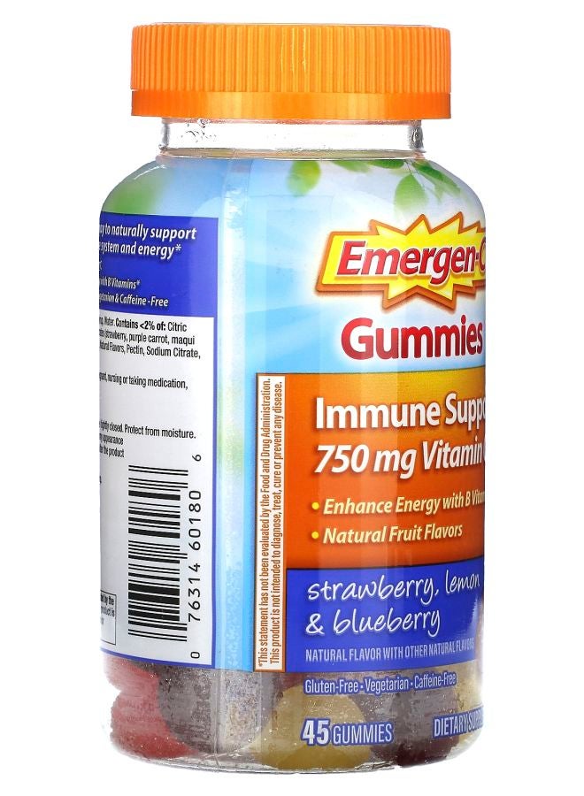 Emergen-C Immune Support Gummies Strawberry Lemon & Blueberry 45 Gummies - Image 2