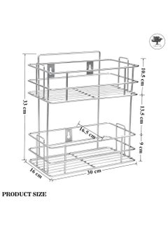 sulfar SS Kitchen Stand 2 Tier Trolley Container Organizer Spice Rack Stand Multipurpose kitchen Uses,Organizer Holder Kitchen Spice Rack (Silver)  - Image 2