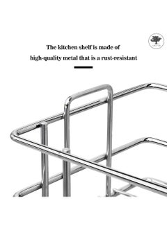 sulfar SS Kitchen Stand 2 Tier Trolley Container Organizer Spice Rack Stand Multipurpose kitchen Uses,Organizer Holder Kitchen Spice Rack (Silver)  - Image 4