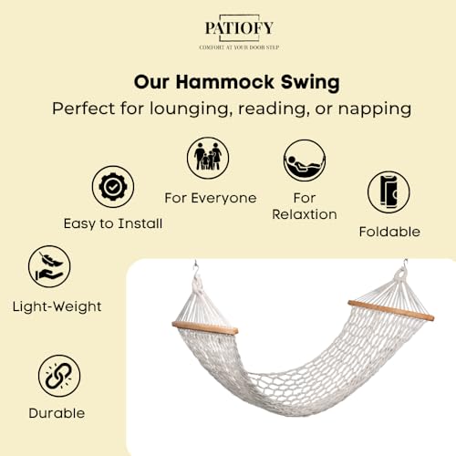 Patiofy Human Size Hammock Swing/Jhula for Balcony/Swing for Balcony for Adult/Jhoola for Home/Hammock/Suitable for Indoor & Outdoor/ 120Kgs Weight Bearing Capacity (Beige) - Image 5