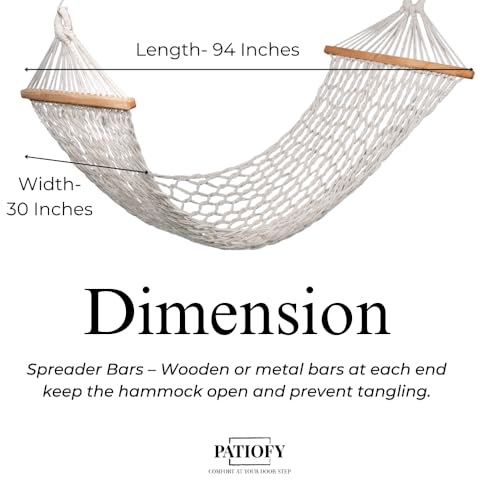 Patiofy Human Size Hammock Swing/Jhula for Balcony/Swing for Balcony for Adult/Jhoola for Home/Hammock/Suitable for Indoor & Outdoor/ 120Kgs Weight Bearing Capacity (Beige) - Image 2