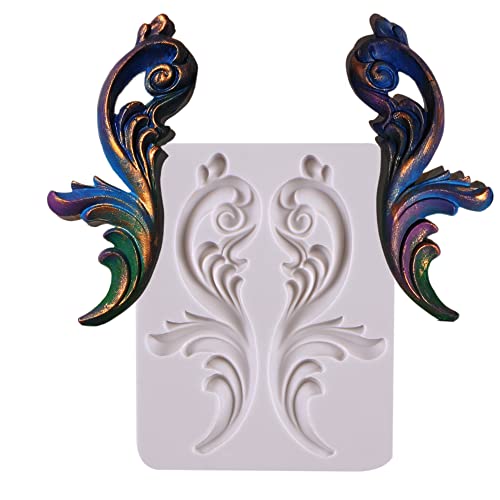 Xcake Lcook Baroque Fondant Border Mold, Relief Chocolate Silicone Cake Decor Candy Mould, for Birthday Wedding Cake Cupcake Decoration, Resin Clay, Plaster, Home Furniture Corner Border - Image 1