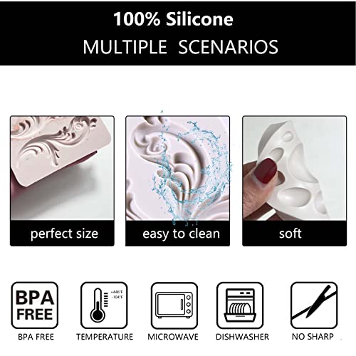 Xcake Lcook Baroque Fondant Border Mold, Relief Chocolate Silicone Cake Decor Candy Mould, for Birthday Wedding Cake Cupcake Decoration, Resin Clay, Plaster, Home Furniture Corner Border - Image 3