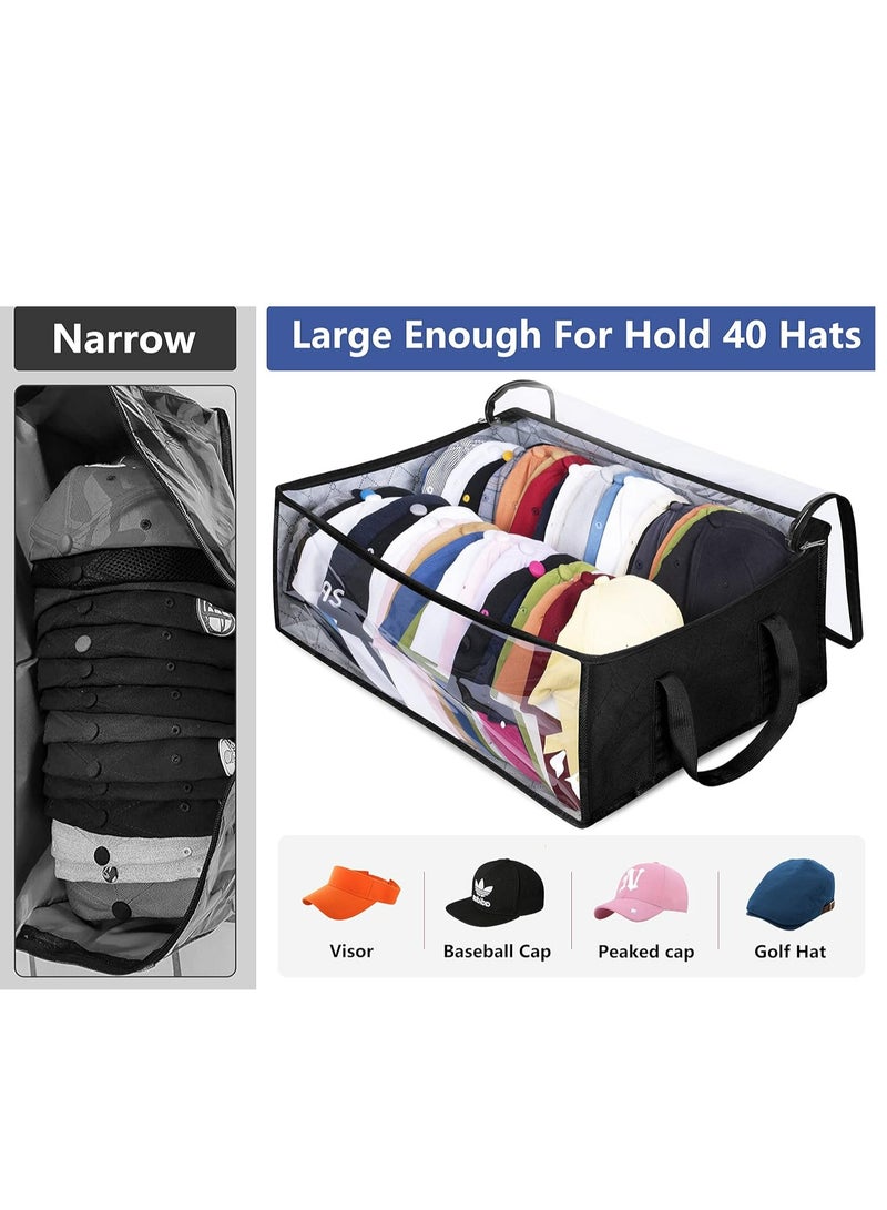 Oasisgalore Large Capacity Baseball Cap Organizer, Holds 40 Hats, Black Closet Storage  - Image 2