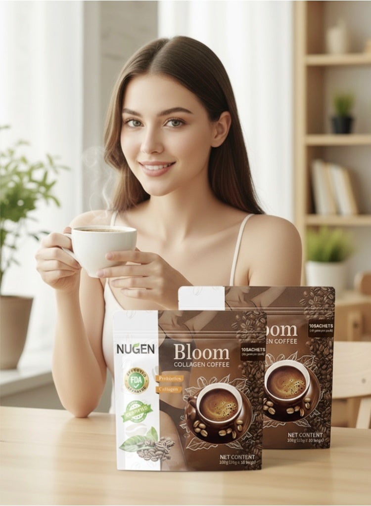 نوجن 2-PACK Bloom Collagen Coffee 100% Organic and Glutathione, Diet Coffee Slimming Coffee Gluta Collagen Detox Premium with Collagen Coffee (10g*10bags*2) - Image 4