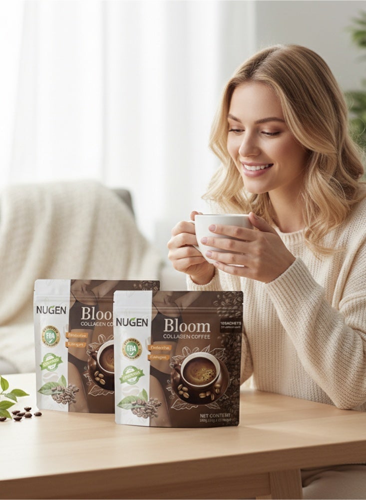 نوجن 2-PACK Bloom Collagen Coffee 100% Organic and Glutathione, Diet Coffee Slimming Coffee Gluta Collagen Detox Premium with Collagen Coffee (10g*10bags*2) - Image 5