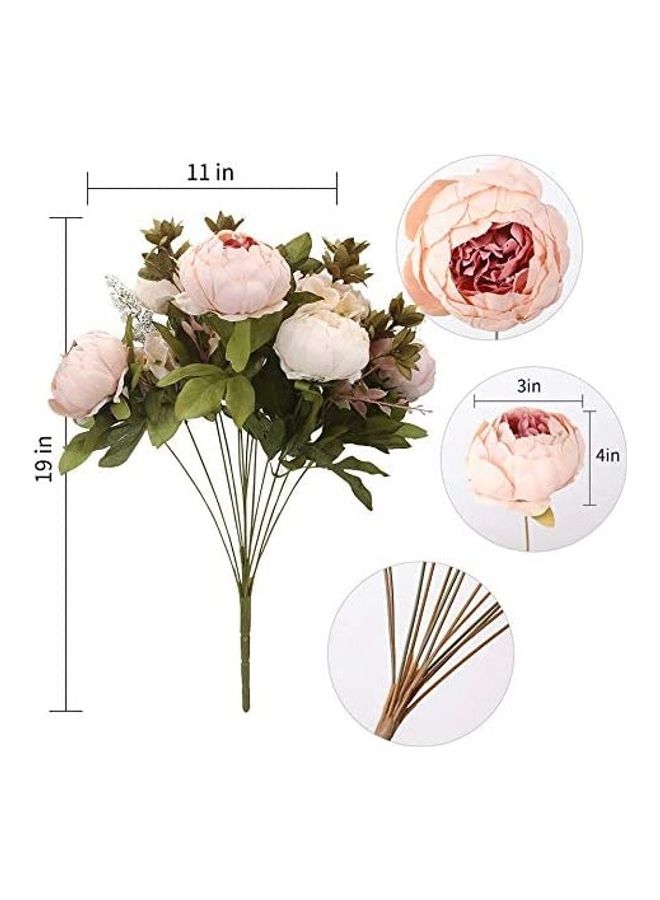 NIBEMINENT 2-Piece Artificial Peony Silk Flower Bouquet Multicolour - Image 2