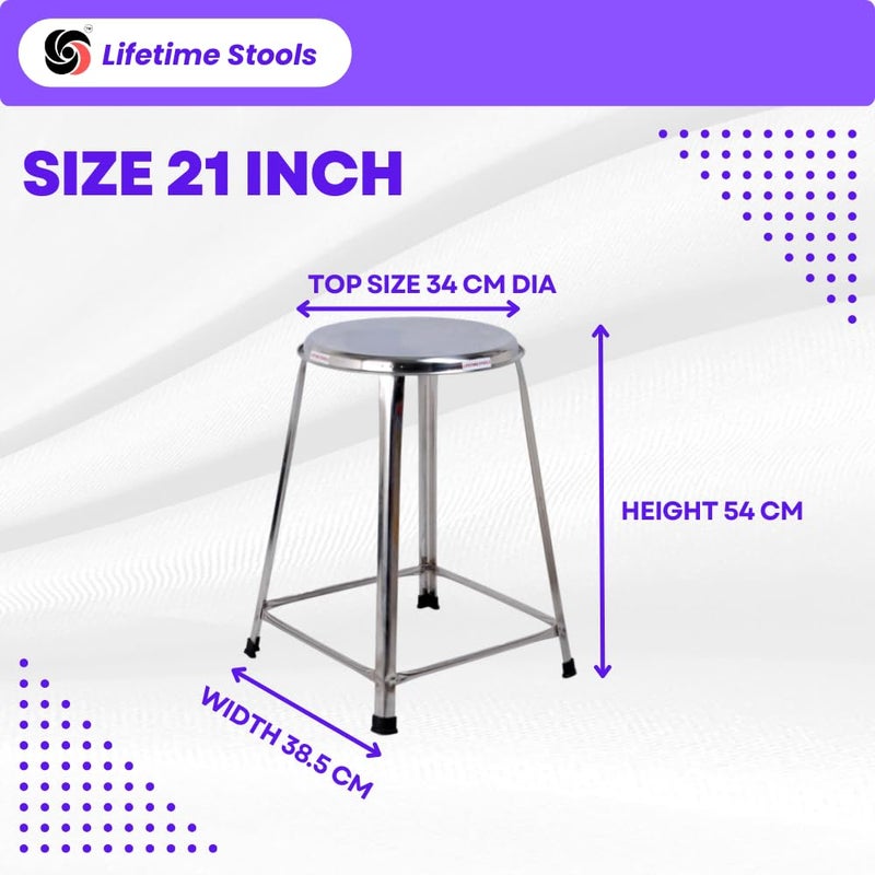 Lifetime Stools Lifetime Stools 21 inch Stainless Steel Stool for Sitting Round Shape ClinicHospitalsShopMedicalOfficeDoctorHotelOutdoor for Multipurpose use Pack of 4  - Image 2