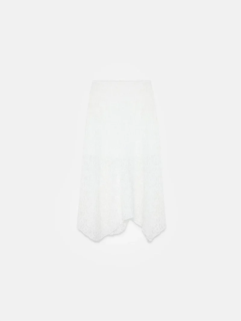 Dilvin White DILVIN High-Waist Lace A-Line Midi Skirt for Women | Best Price UAE