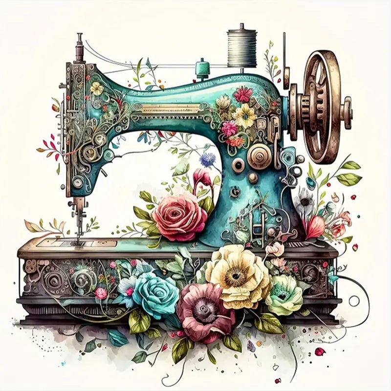 KTHOFCY 5D DIY Diamond Painting Kits for Adults Sewing Machine and Flowers Full Drill Embroidery Cross Stitch Crystal Rhinestone Paintings Pictures Arts Wall Decor Painting Dots Kits 118X118 inch - Image 3