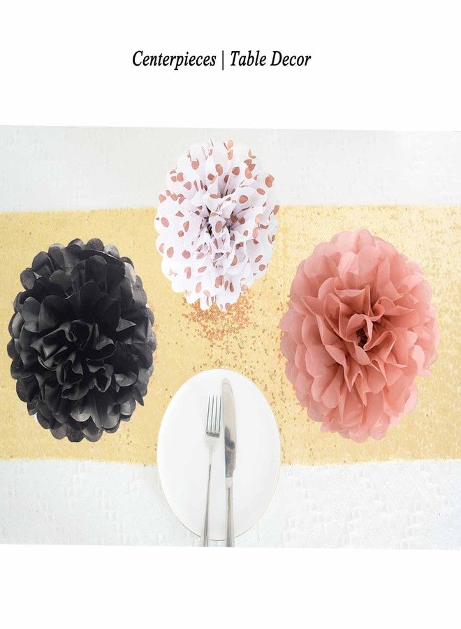 ANSOMO Rose Gold and Black Tissue Paper Pom Poms Party Decorations Flowers Pink Wall Hanging Décor Supplies Birthday Bridal Baby Shower Wedding Graduation - Image 4