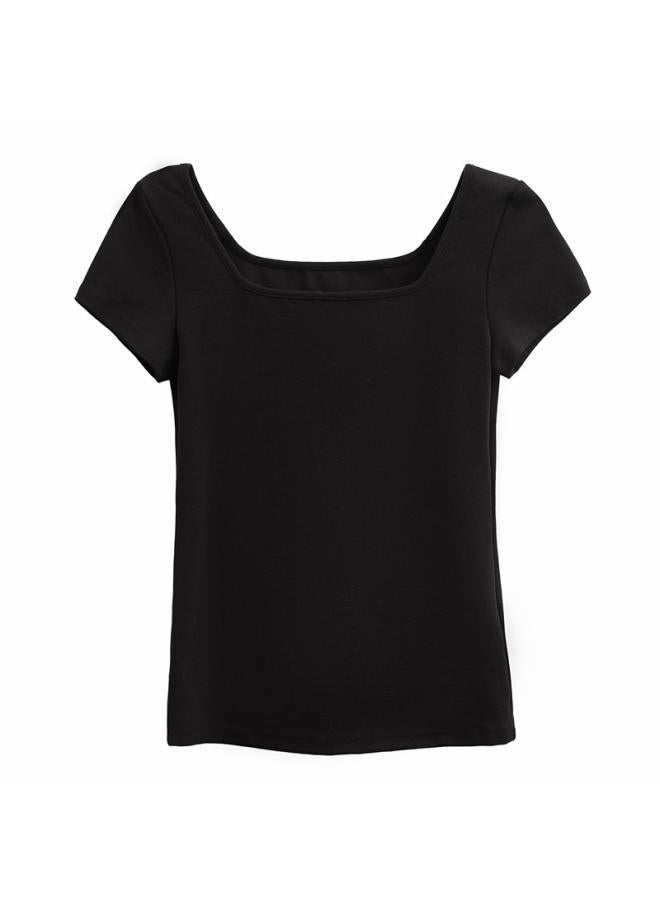 VUELO Women's Summer Square Collar Slim Thread Cotton Stretch Foreign Style Short Sleeve T-shirt Women's A Generation Of Women's K1087 