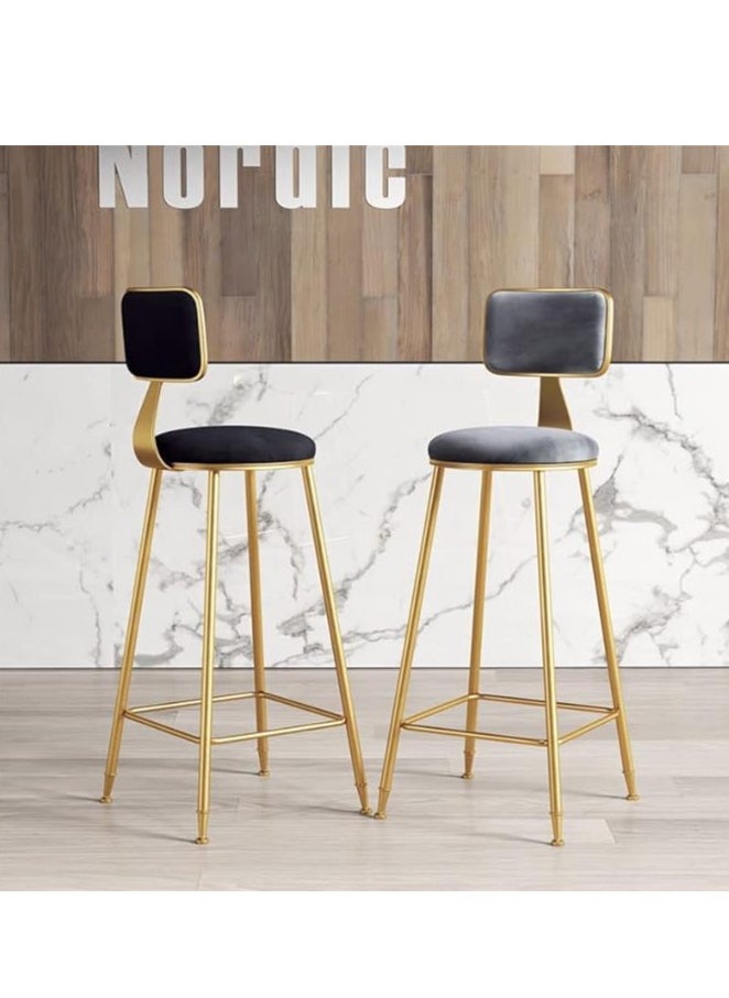 Generic Bar Stool, Bar Chair,1 Pcs High Bar Chair with Metal Frame Chair Footrest High Stool with Backs, Metal Legs Heavy Duty Barstools with High Upholstered  - Image 3