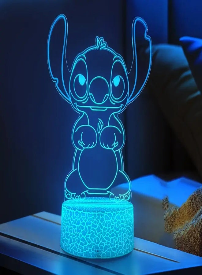 ارواق مصباح ليلي LED أكريليك من ديزني ستيتش - مصباح متغير اللون يعمل بمنفذ USB لغرفة النوم والحفلات والهدايا - إضاءة سطح مكتب لطيفة للأطفال والكبار - Image 1