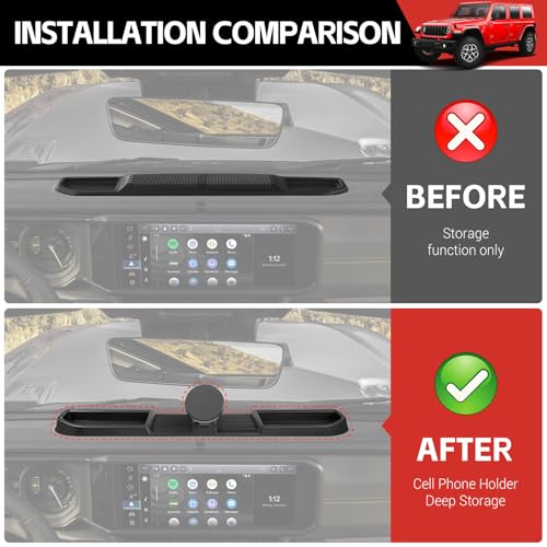 Utiiy Magnetic Phone Mount Holder Fit for 2024+ Jeep Wrangler JL JLU&Gladiator JT Car Dashboard Multi-Mount Phone Holder Dash Tray for 2024 2025 Jeep JL/JT Accessories(2024+ 4X4, Not for 4XE) - Image 4