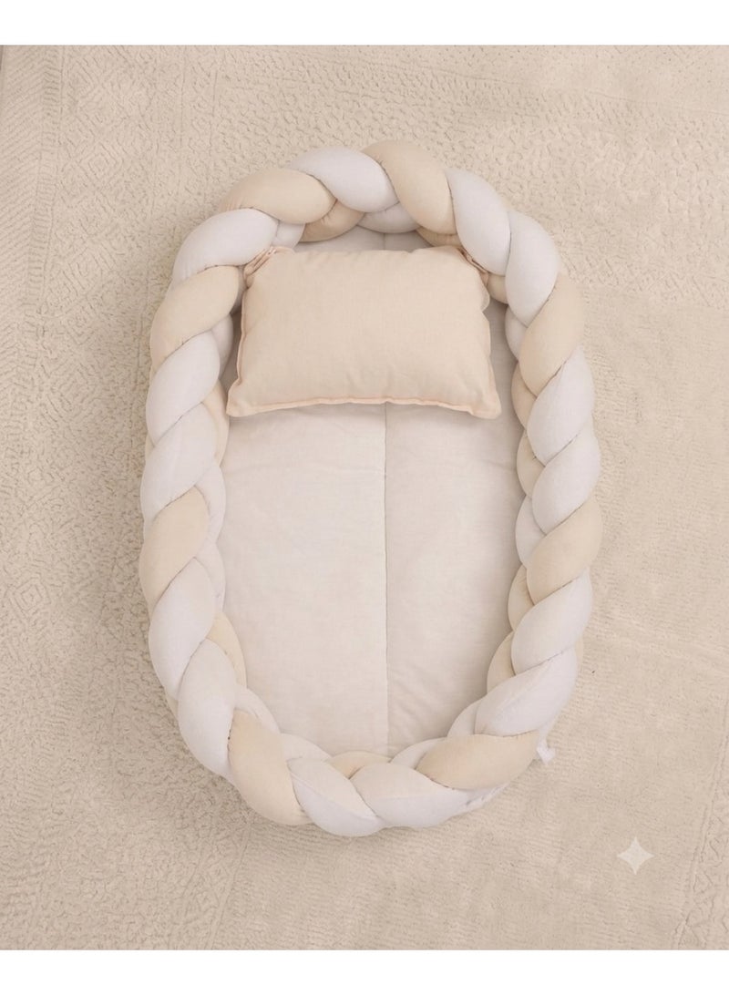 StarKids A portable newborn bed featuring a cozy nest design, a braided protective bumper, and a detachable, built-in mosquito net, ensuring a peaceful, safe, and comfortable sleeping environment for your baby—anytime, anywhere. - Image 2