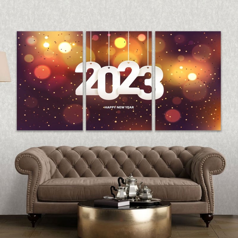 Marktna Three luxurious modern canvas prints with a hollow frame, measuring (90×40), three pieces - Image 1