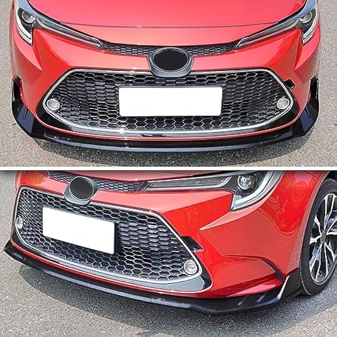 Rolling Gears Front Bumper Lip Spoiler Compatible with 2020-2025 Toyota Corolla LE Front Lip, Gloss Black 3-Piece Bumper Exterior Body Kit - Image 2
