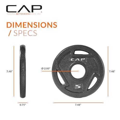 CAP Barbell 2-Inch Olympic Grip Weight Plate, 5 lb, Set of 4, 5 lb, Set of 4 Black (OPHWIS-005) - Image 4