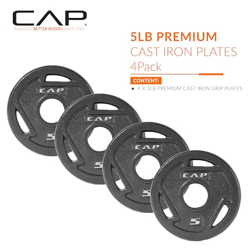 CAP Barbell 2-Inch Olympic Grip Weight Plate, 5 lb, Set of 4, 5 lb, Set of 4 Black (OPHWIS-005) - Image 2
