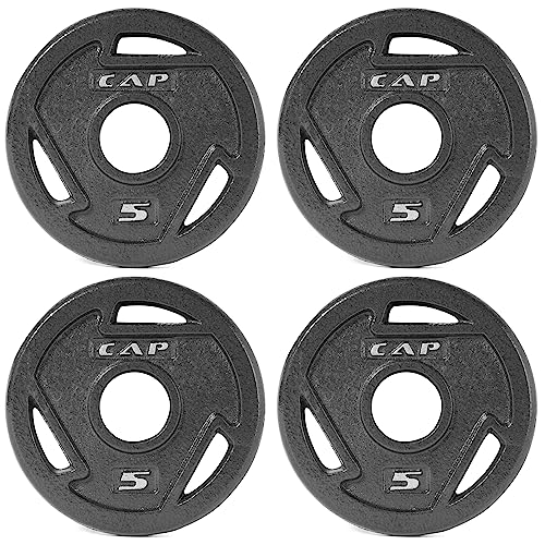 CAP Barbell 2-Inch Olympic Grip Weight Plate, 5 lb, Set of 4, 5 lb, Set of 4 Black (OPHWIS-005) - Image 1