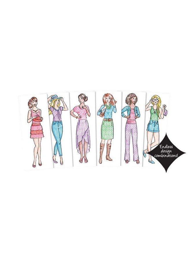 Kahootz Fashion Plates Classic - Girls Fashion, Mix-and-Match Drawing Kit, Arts and Crafts, Coloring, Art Supplies, Craft Supplies, Stencils, Crayons Included, Create Your Own Fashion Designs, Ages 6+ - Image 5