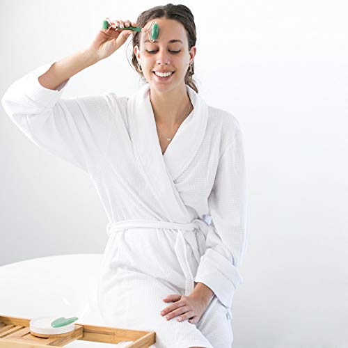 WITTY Jade Face Roller and Gua Sha Set in Hand-Drawn Giftbox - Gua Sha Stone, Face Massager Roller, Beauty Massage Face Scraper Tools - Guasha Tool for Face Roller Skin Care, Eyes, Neck - Extra Pouch - Image 5