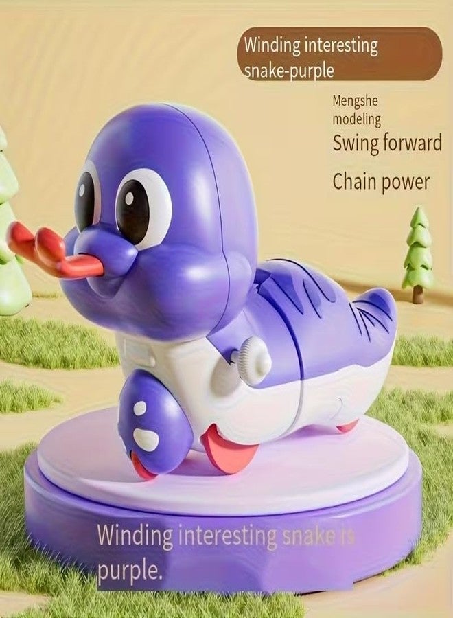 ADEMNEX Cute Wind-Up Duck Toy for Kids, Manual Clockwork Walking Duck, Colorful Cartoon Animal Toy for Toddlers & Children (Purple Duck Toy) - Image 2