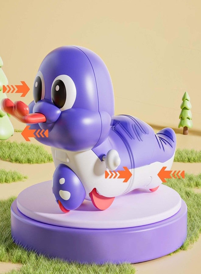 ADEMNEX Cute Wind-Up Duck Toy for Kids, Manual Clockwork Walking Duck, Colorful Cartoon Animal Toy for Toddlers & Children (Purple Duck Toy) - Image 3
