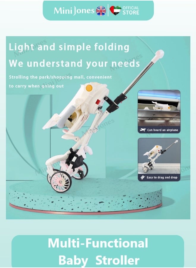 MiniJones - MiniJones Multi-Functional Baby Stroller 360 ° Rotate Simple Folding WHITE - Image 1