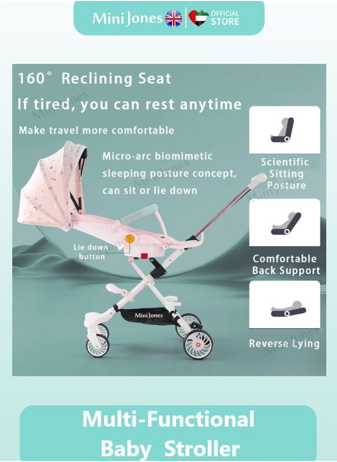 MiniJones - MiniJones Multi-Functional Baby Stroller 360 ° Rotate Simple Folding WHITE - Image 1