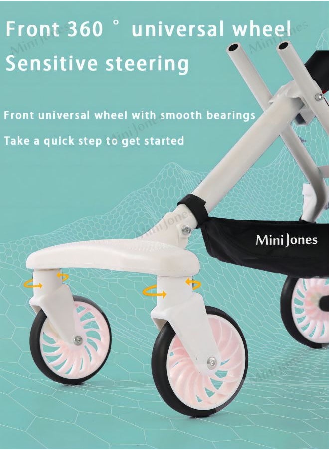 MiniJones - MiniJones Multi-Functional Baby Stroller 360 ° Rotate Simple Folding WHITE - Image 1