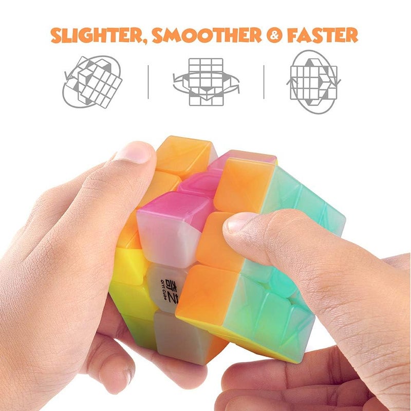 D-FantiX QY Toys Warrior W 3x3 Speed Cube Jelly 3x3x3 Magic Cube Puzzles Transparent Pastel Color - Image 4