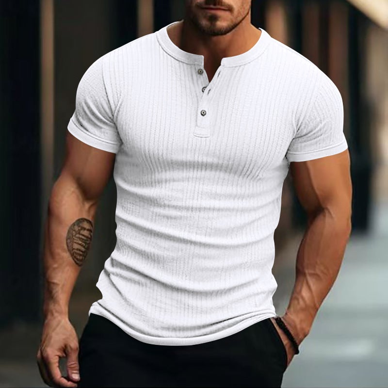 Men's Striped Polo Shirt Short Sleeve Slim Fit Breathable Casual Top - Image 2