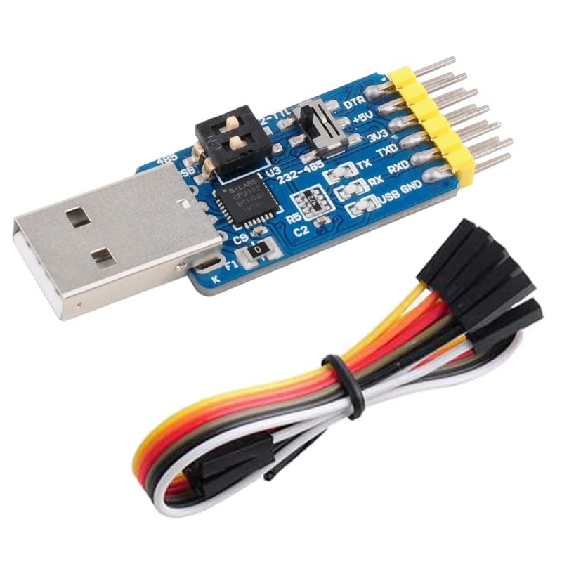 NEXTION CP2102 6 in 1 USB to TTL Serial Adapter Module USB to TTL 485 232, TTL to 232 485, RS232 to 485 + 4P Dupont Cable Jumper Wire Female for Display - Image 1