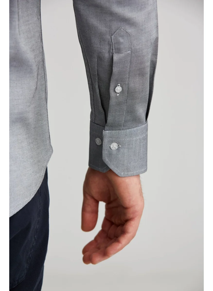 Bisse Pasha Collar Buttoned Regular Fit Uk Shirt Gray GMOK3PS22400001_D55