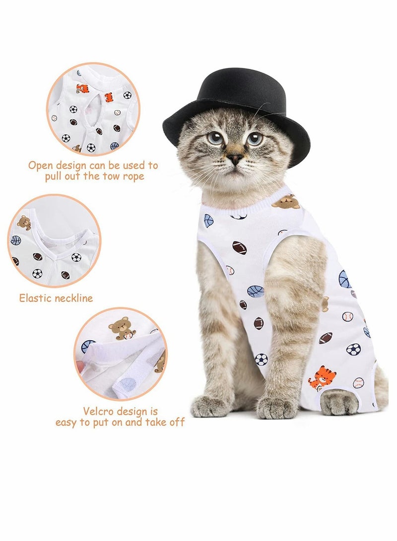 Y&D 4 Pcs Cat Recovery Suit Surgery Kittens Physiological Clothes Cotton Breathable for Abdominal Wounds or Skin Diseases - L  - Image 2